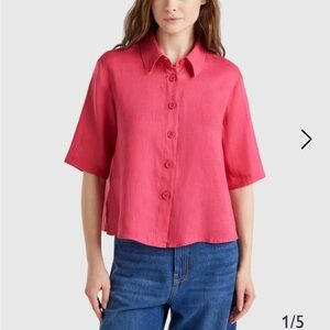 United Colors Of Benetton Fuchsia Linen Shirt